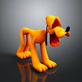 Game And Movie Character Yellow Cartoon Dog 3D Model With Open Mouth And Long Ears
