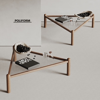 poliform modern triangle coffee table solid wood coffee table 3d model