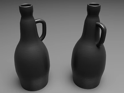 Two Black Matte Spice Bottles With Handles For Modern Kitchen Use 3d model