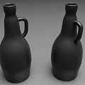 Two Black Matte Spice Bottles With Handles For Modern Kitchen Use 3d model