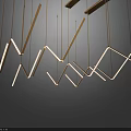 Elegant Modern Kitchen Chandelier With Geometric Linear Design And LED Lighting 3d model