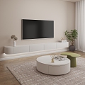 Cream wind coffee table TV cabinet combination 3d model