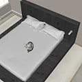 Modern Double Bed Interior With Platform Design White Bedding And Decorative Lights 3d model
