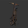 Vintage Wooden Bicycle With Black Seat Two Wheels And Chain Drive Design