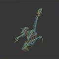 Vibrant 3D Fantasy Creature Character With Long Neck Multiple Limbs Blue Green Red Textures