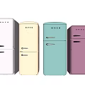 Colorful Retro Refrigerators in Various Hues Arranged in a Row