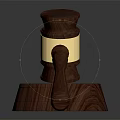 Wooden Gavel With Golden Accents On Carved Handle And Dark Background