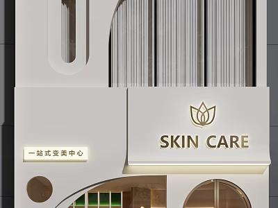 Modern Skin Care Storefront Design With Lotus Logo And Illuminated Signage 3d model
