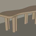Simple Design Wooden Children's Table With Curved Tabletop And Cylindrical Legs
