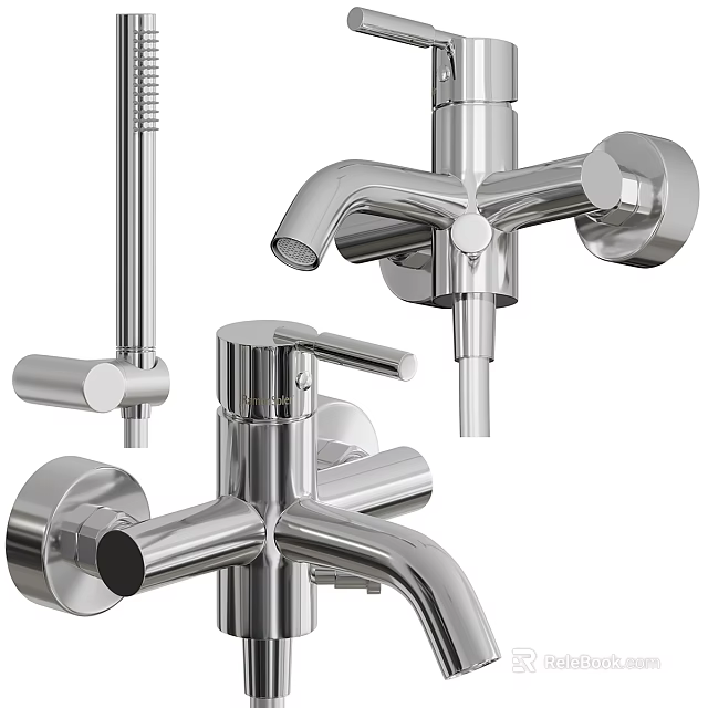 Modern Chrome Shower Head Design With Handheld Sprayer And Faucet Components 3d model 