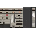 Modern Integrated Gray Beige Wardrobe With Hanging Area Shelves Bags And Shoes