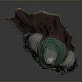 Medieval Armored Man In Green Cloak And Detailed Metal Armor