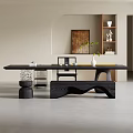 -Ji Feng Big Board Table Tea Table and Chair Combination Tea Table Tea Table Tea Room Tea Table 3d model