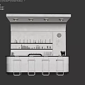 Modern Bar Counter With Shelves Wine Bottles Coffee Machine Wall Clock And Bar Stools