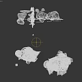 Futuristic Scifi Floating Mechanical Buildings With Gears Pipes Wooden Metal Elements Multi Layered Platforms Decorations