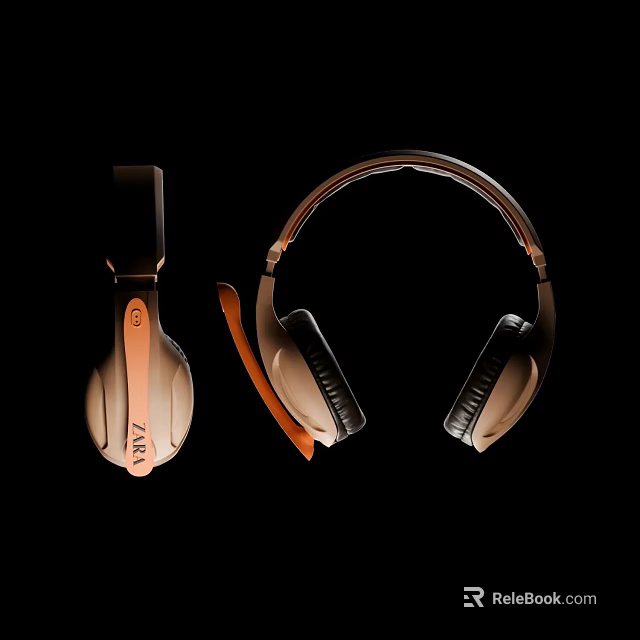 Sleek Copper Accent Over Ear Headphones With Comfortable Headband And Premium Audio Quality 3d model 