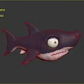 Cartoon Shark Character Toy With Blue Body Big Eyes White Belly Open Mouth And Teeth