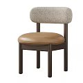 Modern Dining Chair With Light Gray Upholstered Back And Brown Leather Seat