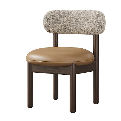 Modern Dining Chair With Light Gray Upholstered Back And Brown Leather Seat 3d model