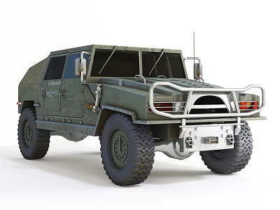 Functional Military Vehicle With Rugged Design Large Tires And Front Guard 3d model