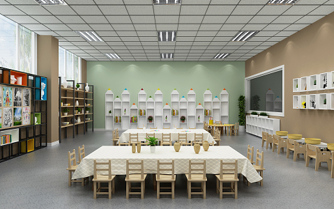 Modern kindergarten ceramic art classroom 3d model