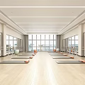 Bright Fitness Studio With Yoga Mats Exercise Balls Mirrors And Large Windows