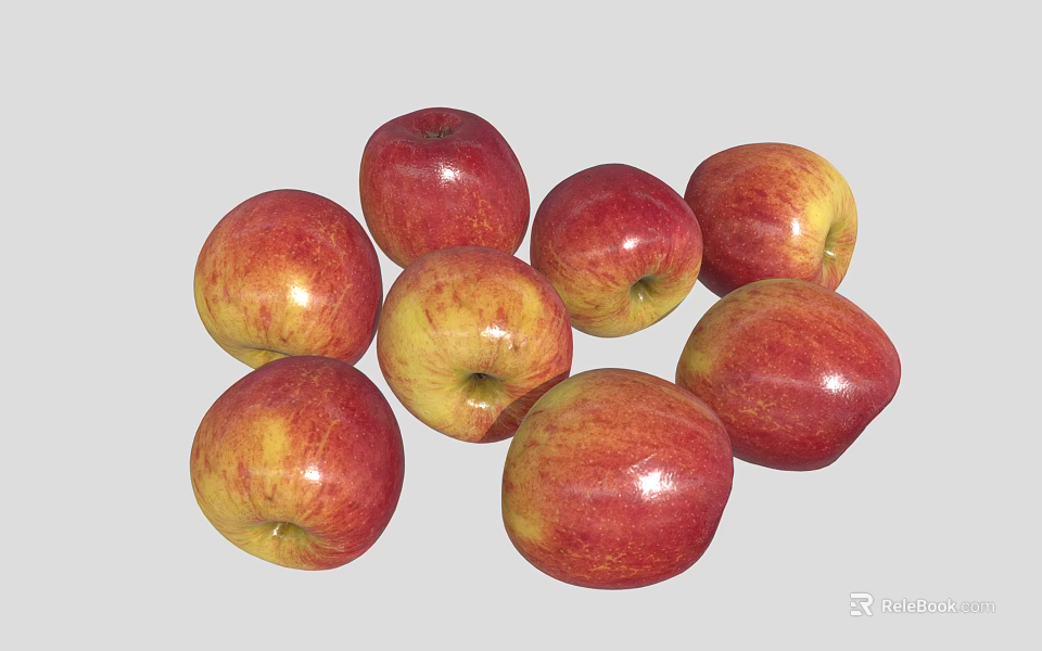 Fresh Red Ripe Juicy Apples Healthy Organic Natural Nutritious Fruits 3d model 
