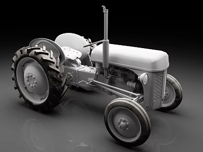 Vintage Tractor With Large Wheels Classic Design And Exposed Engine Details 3d model