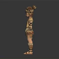 Animated Young Game Character With Brown Leather Outfit Arm Leg Guards And Short Hair