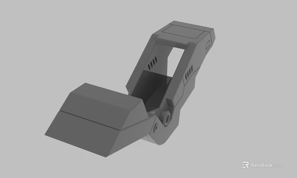 3D Model of Mechanical Component With Angular Structure Open Slot And Panels 3d model