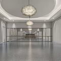 Elegant Spacious Fitness Dance Studio With Ballet Barres Marble Floor Arched Doorways And Chandeliers