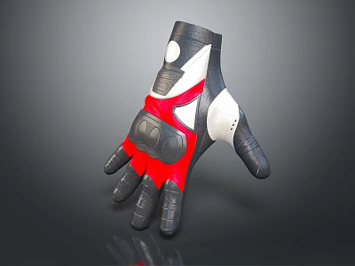 Black Red And White Sport Glove With Structured Design And Stylish Patterns 3d model