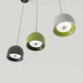 Modern Stylish Downlights And Spotlights In Black Green Gray Ceiling Design 3d model