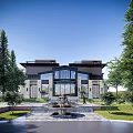 Modern Townhouse Exterior Design With Multiple Units Large Windows Green Lawn And Trees
