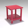 Red Side Table With Flat Top and Lower Shelf Simple Modern Design 3d model