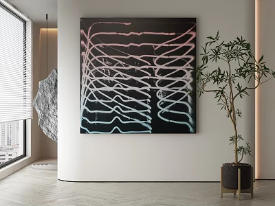 Modern Quiet Abstract Hanging Paintings 3d model