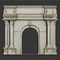 White Classical Architectural Model With Arches Ornate Carvings And Open Center