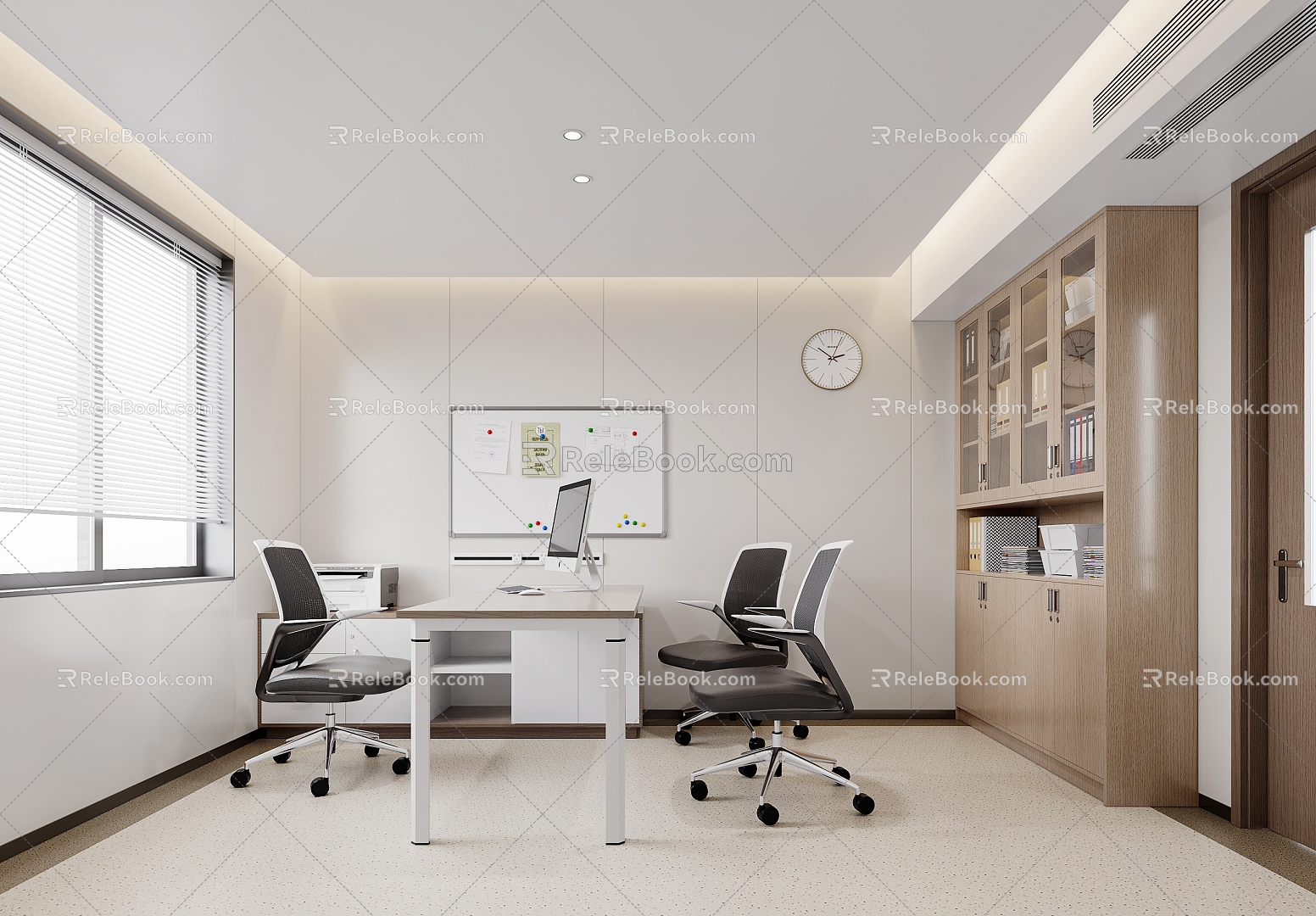 Office File Cabinet Office Desk and Chair 3d model