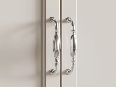 Double Ornate Silver Cabinet Handles With Vintage Metal Decorative Design 3d model