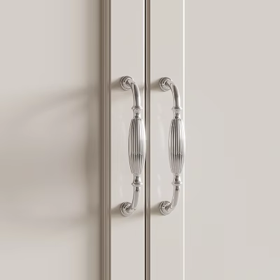 Double Ornate Silver Cabinet Handles With Vintage Metal Decorative Design 3d model