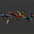 Colorful Flying Insects With Vibrant Wings And Various Patterns On Dark Gray Background