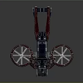 Futuristic Space Exploration Vehicle With Dual Red Propellers And Blue Metallic Exterior Design