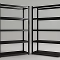 Black Metal Display Shelves With Multiple Open Layers For Retail Storage 3d model