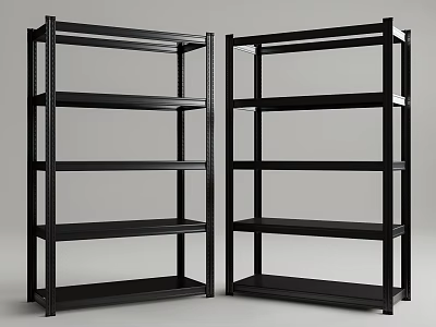 Black Metal Display Shelves With Multiple Open Layers For Retail Storage 3d model