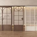 Stylish Sliding Doors With Arched Glass Panels Wooden And White Colors Modern Interior Design