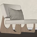 Modern Accent Chair With Wooden Curved Legs White Cushion And Beige Pillow