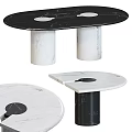 Stylish Marble Dining Table With White Black Top And Spherical Accessories 3d model