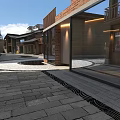Traditional Modern Commercial Street Featuring Storefronts Decorative Paving And Scenic Pedestrian Walkway