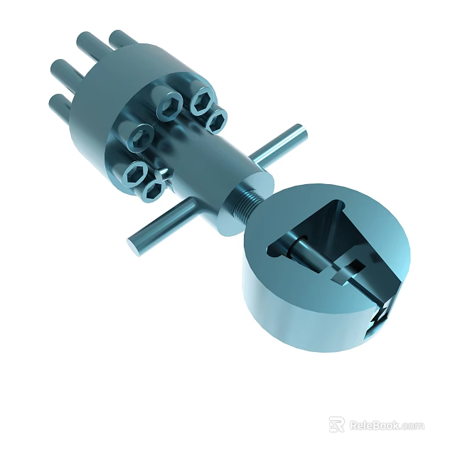 Industrial Metal Mechanical Component With Cylindrical Structure And Multiple Holes 3d model