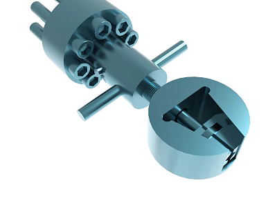 Industrial Metal Mechanical Component With Cylindrical Structure And Multiple Holes 3d model